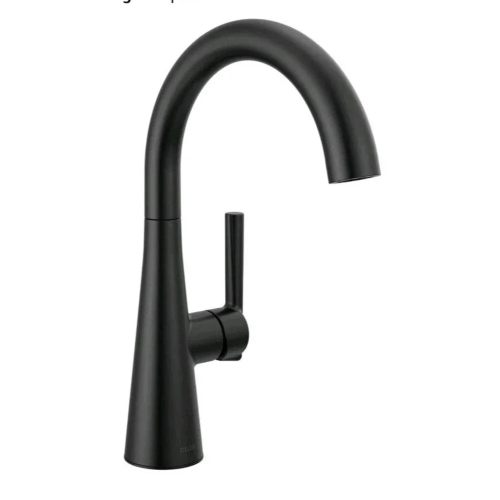 Delta Modern Matte Black Single Hole Bar Sink Faucet 14882LF-BL